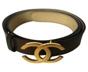 brown leather chanel belt with bucle cc.jpg from belt