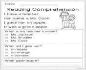 1st grade reading comprehension worksheets multiple choice 2.jpg from www reaping