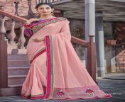 411118 1 pink saree in resham zari stone hand embroidered georgette and silk sr22633 3 .jpg from hand in saree