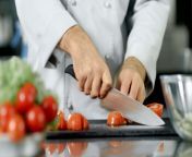 videoblocks male chef hands cutting tomato with knife at restaurant kitchen closeup chef cooking fresh food in slow motion close up chef hands slicing fresh vegetables at professional kitchen bieweed2v thumbnail 1080 01.png from images cook